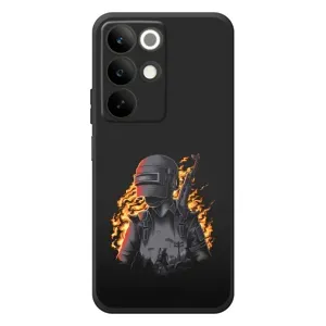 Силиконовый чехол с картинкой "Герой Pubg" на RealMe C85 (В огне)
