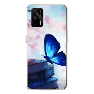 Силиконовый бампер с картинкой животных для Realme GT 5G (Бабочка синяя)