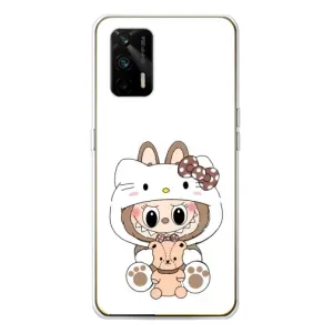 Чехол с принтом Лабубу для Realme GT 5G (Белый Лабубу)
