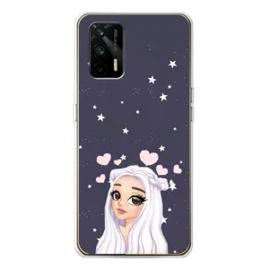 Чехол Стильные девушки на Realme GT 5G (Девушка и сердечки)