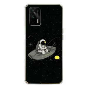 Силиконовый Чехол с принтом "Космонавты" на Realme GT 5G (Космонавт на рыбалке)