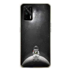 Силиконовый Чехол с принтом "Космонавты" на Realme GT 5G (Космонавт романтик)