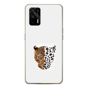 Чехол с леопардовым принтом на Realme GT 5G (Леопард на белом)