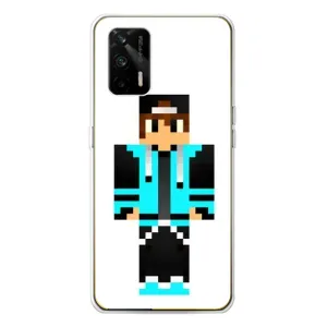 Чохли для Realme GT 5G (Персонажі МайнКрафт) (Хлопчик у блакитному)