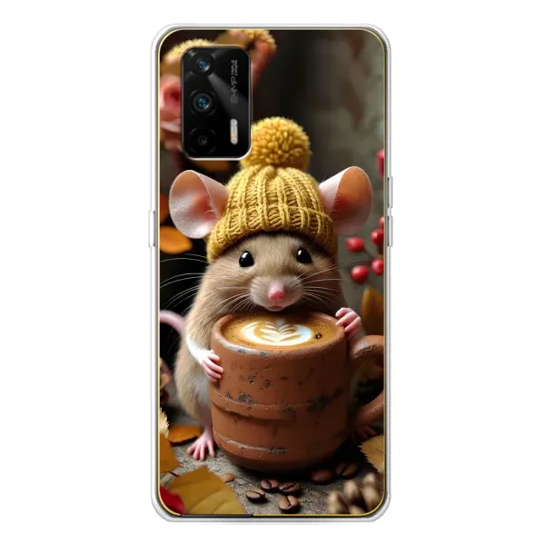Чехол с рисунком «Мышка с кофе» для Realme GT 5G Чехол с рисунком «Мышка с кофе» для Realme GT 5G