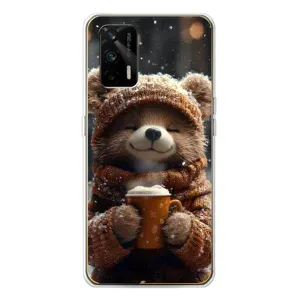 Печатный чехол «Зверята с кофе» для Realme GT 5G (Медвежонок с кофе)