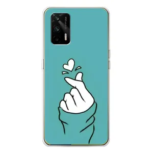Чехлы (Знак сердечка) на Realme GT 5G (Сердечко на бирюзовом)