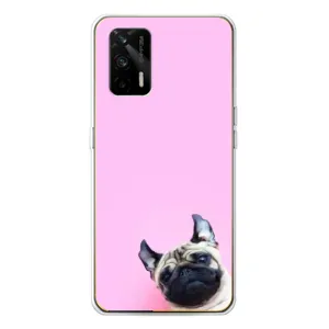 Бампер для Realme GT 5G с картинкой "Песики" (Собака на розовом)