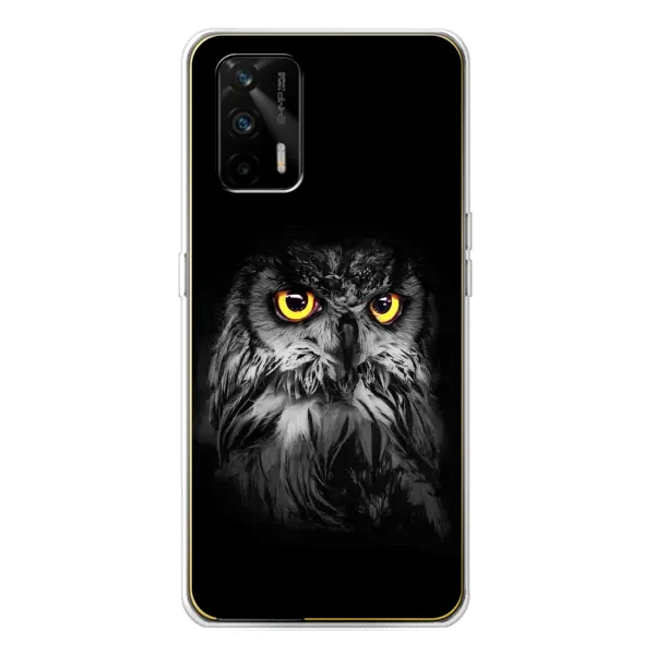 Чехол с рисунком «Сова на чёрном» для Realme GT 5G Чехол с рисунком «Сова на чёрном» для Realme GT 5G