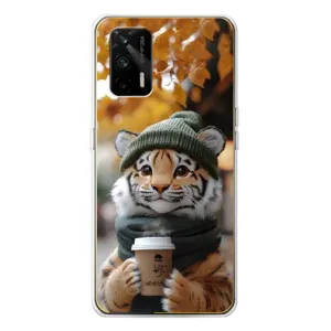 Печатный чехол «Зверята с кофе» для Realme GT 5G (Тигр с кофе)