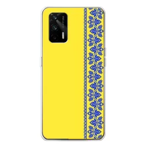 Силиконовый Чехол на Realme GT 5G (Вышиванка на желтом)