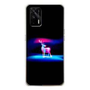 Силиконовый бампер с картинкой животных для Realme GT 5G (Яркий олень)