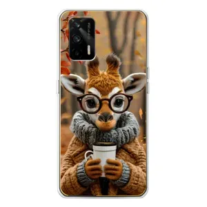 Печатный чехол «Зверята с кофе» для Realme GT 5G (Жираф с кофе)