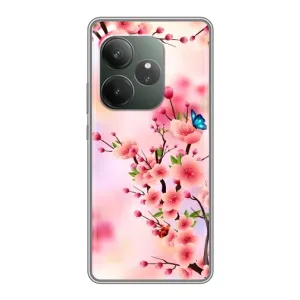 Чехол с принтом САКУРЫ на Realme GT 6 (Бабочки на сакуре)
