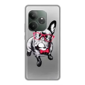 Чохол (ТПУ) Милі песики для Realme GT 6 (Бульдог в окулярах)