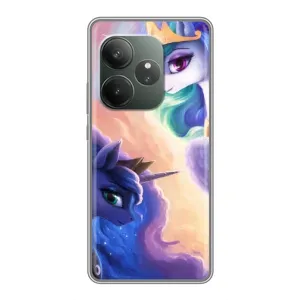Чехол Unicorn на Realme GT 6 (Единорожки на тучках)