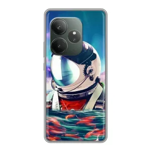 Силіконовый Чохол з принтом "Космонавти" на Realme GT 6 (Космонавт у воді)