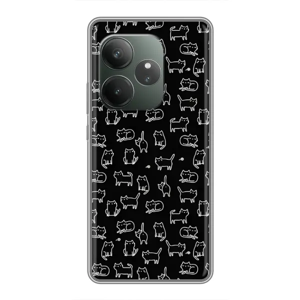 Чехол с рисунком «Котики на черном» для Realme GT 6 Чехол с рисунком «Котики на черном» для Realme GT 6
