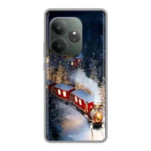 Силиконовый бампер на рождество для Realme GT 6 (Поезд)