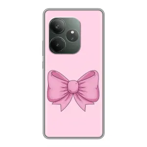 Чехол банты для Realme GT 6 (Розовый бантик)