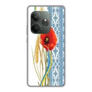 Силиконовый Чехол на Realme GT 6 с картинкой Вышиванки (Вышиванка с цветком)