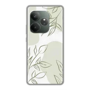 Чехол цветочный дизайн для Realme GT 6 (Зелёный дизайн)