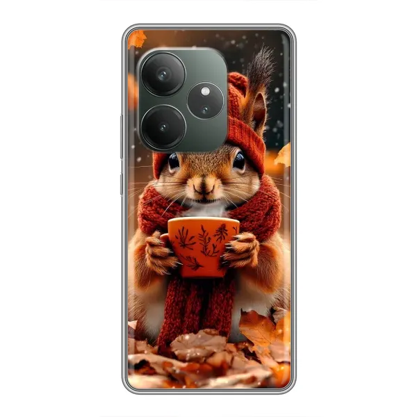 Чехол с рисунком «Белка с кофе» для Realme GT 6T Чехол с рисунком «Белка с кофе» для Realme GT 6T