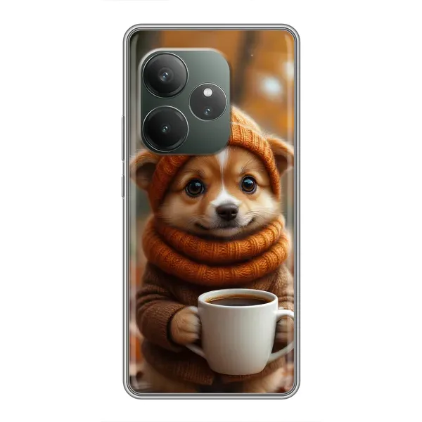 Чехол с рисунком «Собачка с кофе» для Realme GT 6T Чехол с рисунком «Собачка с кофе» для Realme GT 6T