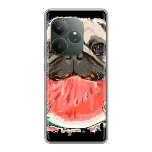 Чехол (ТПУ) Милые собачки для Realme GT 6T (Смешной Мопс)
