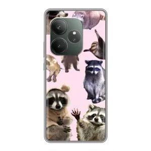 Силиконовый Чехол с Енотами на Realme GT 6T (Смешные Еноты)