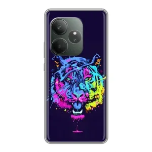 Силиконовый бампер с картинкой животных для Realme GT 6T (Тигр-Арт)