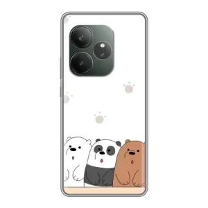 Чехлы с изображением разных животных для Realme GT 6T (Удивленные медвеженки)
