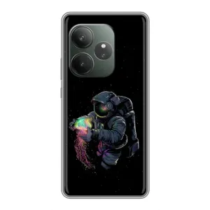 Силиконовый Чехол с принтом "Космонавты" на Realme GT 6T (В руках земля)