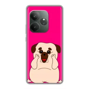 Чехол (ТПУ) Милые собачки для Realme GT 6T (Веселый Мопсик)