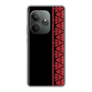 Силиконовый Чехол на Realme GT 6T с картинкой Вышиванки (Вышиванка на черном)