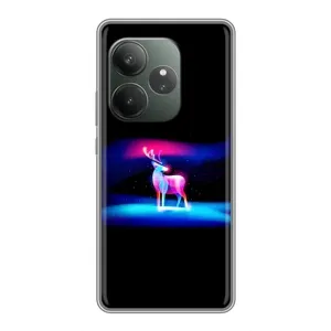 Силиконовый бампер с картинкой животных для Realme GT 6T (Яркий олень)
