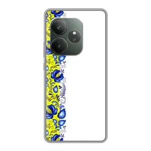 Силиконовый Чехол на Realme GT 6T с картинкой Вышиванки (Желто-синяя вышиванка)