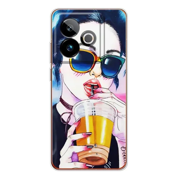 Чехол с рисунком «Девушка с коктейлем» для Realme GT 7