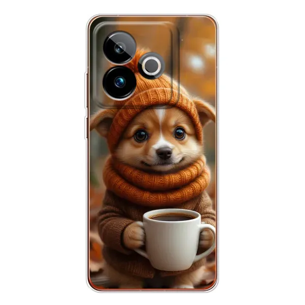Чехол с рисунком «Собачка с кофе» для Realme GT 7 Чехол с рисунком «Собачка с кофе» для Realme GT 7