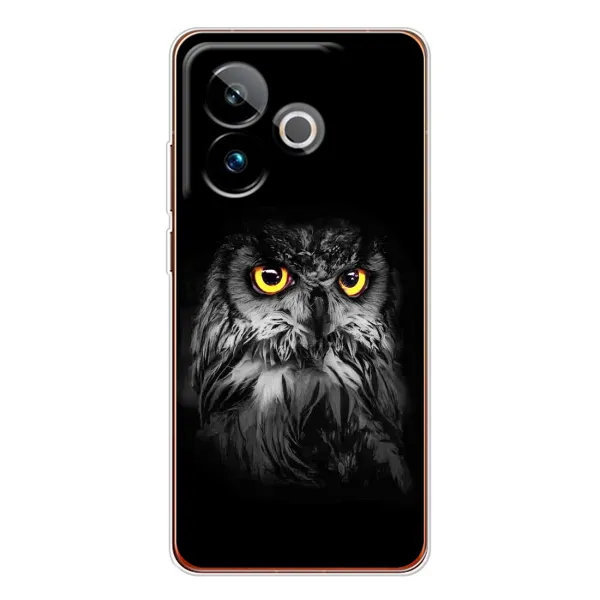 Чехол с рисунком «Сова на чёрном» для Realme GT 7