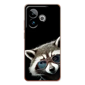 Силиконовый Чехол с Енотами на Realme GT 7 (Стильный Енот)