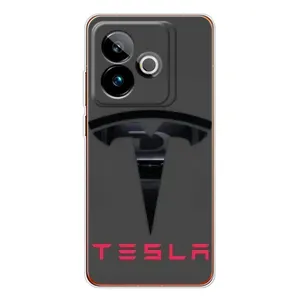 Силіконовий бампер з картинкою машини на Realme GT 7 (Logo TESLA)