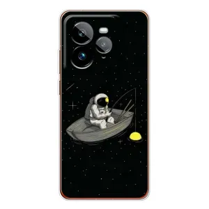 Силиконовый Чехол с принтом "Космонавты" на Realme GT 7Pro (Космонавт на рыбалке)