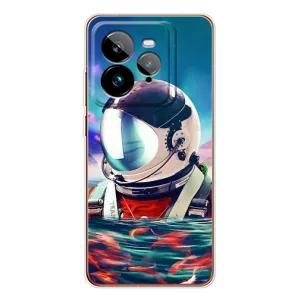 Силиконовый Чехол с принтом "Космонавты" на Realme GT 7Pro (Космонавт в воде)