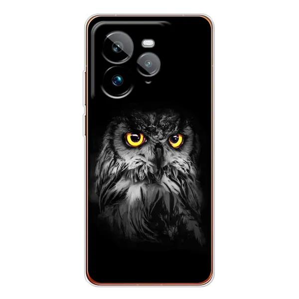 Чехол с рисунком «Сова на чёрном» для Realme GT 7Pro Чехол с рисунком «Сова на чёрном» для Realme GT 7Pro