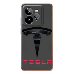 Силиконовый бампер с картинкой машины на Realme GT 7Pro (Logo TESLA)