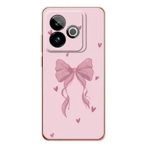 Чехол банты для Realme GT 7T (Бант на розовом)