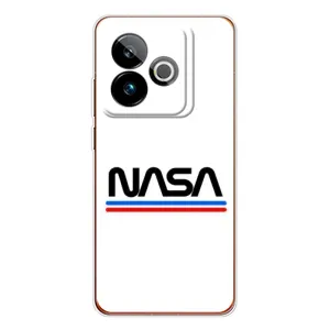 Силіконовый бампер з принтом "Наса" на Realme GT 7T (NASA на білому тлі)