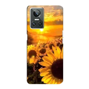 Чехол с Цветами для Realme GT Neo 3 (поле подсолнухов)