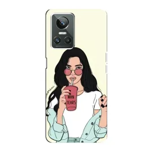 Силиконовый Чехол на Realme GT Neo 3 с картинкой Стильных Девушек (С напитком)